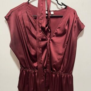 Elegant Burgundy Satin Blouse
